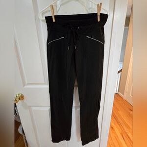 Athleta Metro Slouch Jogger Pants Cinch Hem Tie Waist Zip Pockets Athleisure XS